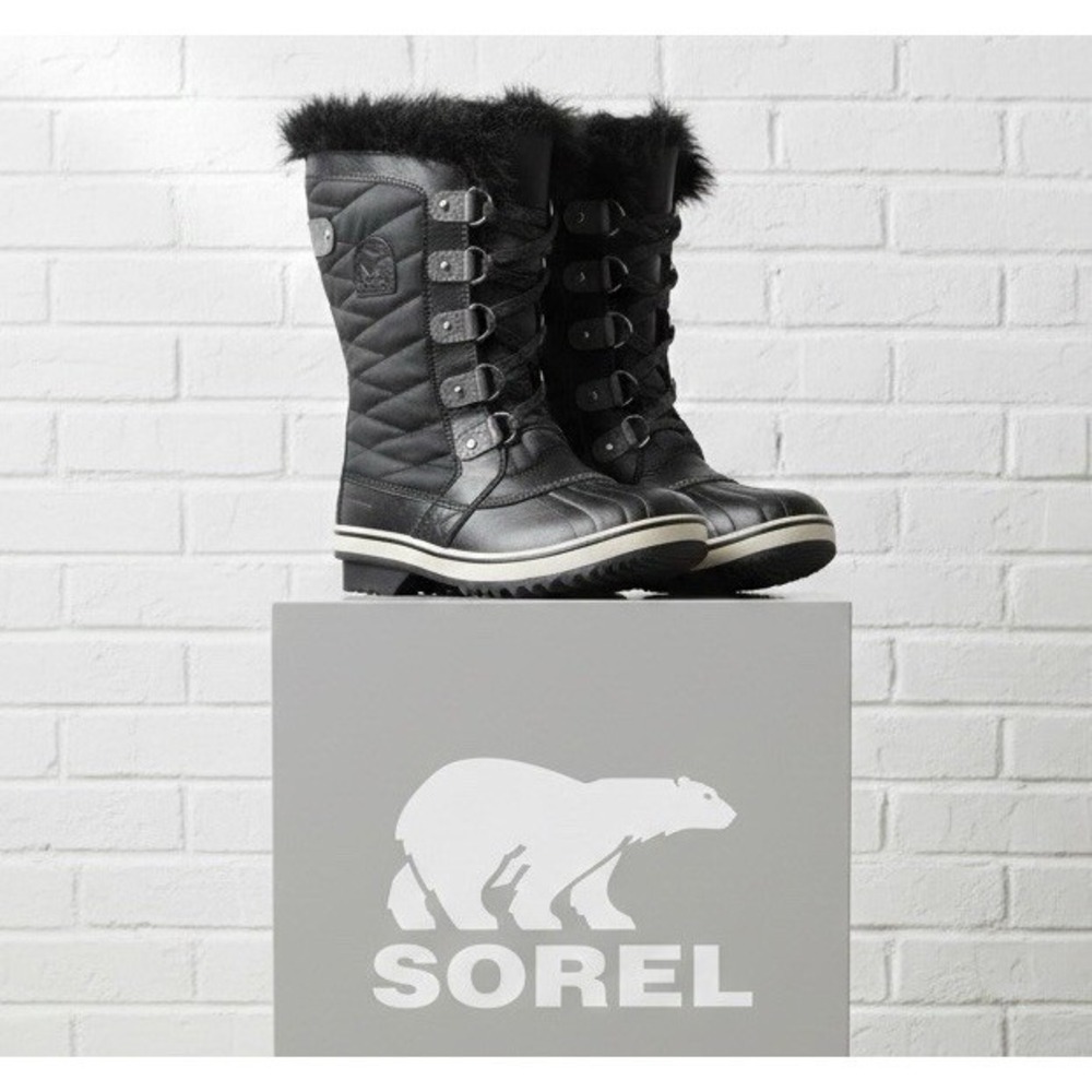 🔥SOREL Tofino🖤 fleece Lined Quilted Fur Trim Winter Waterproof Snow Boots 6
